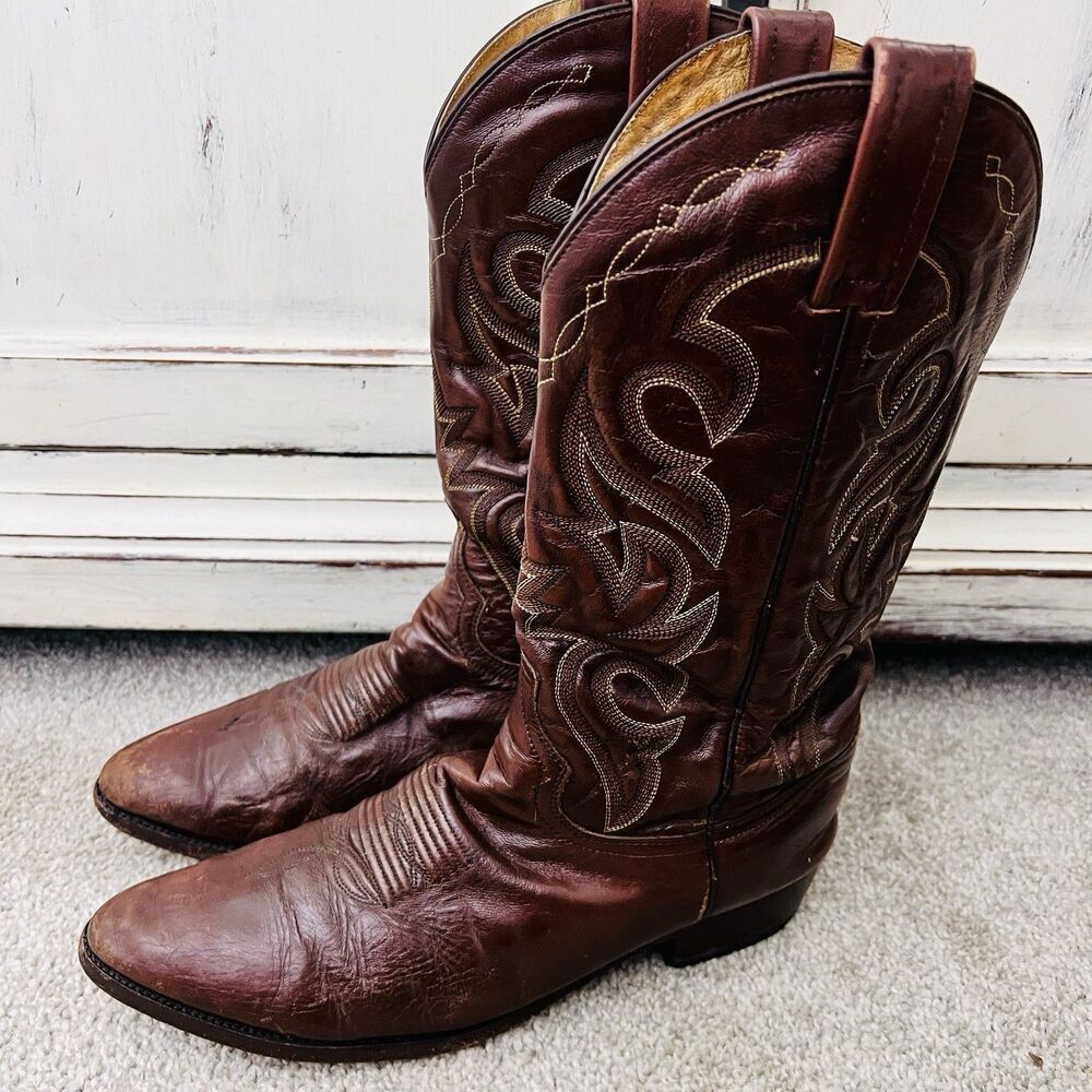 Dan Post Milwaukee Cowboy Mignon Corona Brown Leather Western Boots - Mens 10.5B